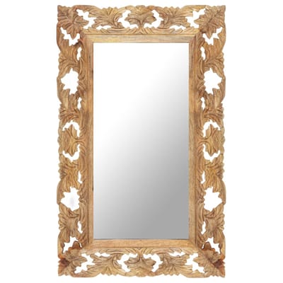 vidaXL - Spiegel - handgesneden - 80x50 - cm - massief - mangohout - bruin