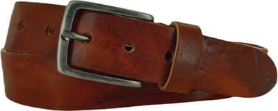 Vintage Leren Heren/Dames Riem | 3,5cm breed | Riemmaat: 95cm (totale lengte: 110cm) | 100% echt leer | Kleur: cognac | Nikkelvrije gesp