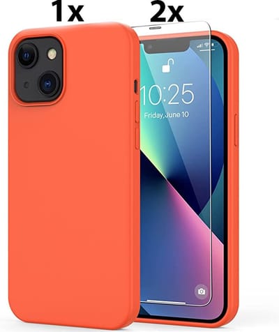 Hoesje Geschikt voor iPhone 11 Pro Hoesje Soft Nano Silicone Backcover Gel Oranje Met 2x Glazen screenprotector