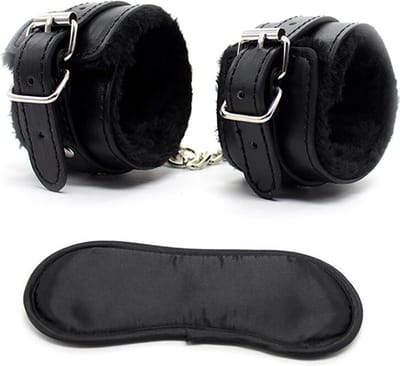 Handboeien - Pluche handboeien - Handboeienset - Zwart - Met oogmasker - Erotiek - Sexspeeltjes - BDSM