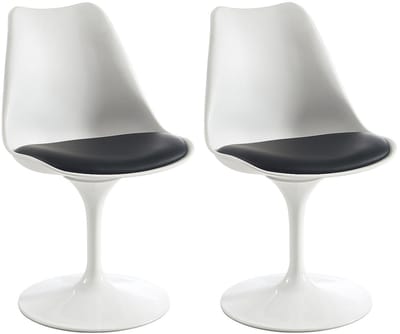 Vente-unique Set van 2 draaibare stoelen van polypropyleen, kunstleer en staal - Wit en zwart - XAFY