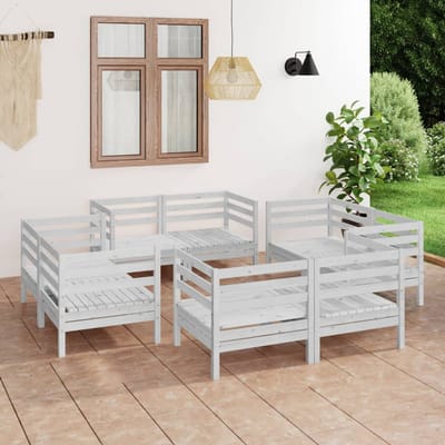 vidaXL - 8-delige - Loungeset - massief - grenenhout - wit