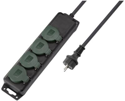 Sygonix SY-5145340 Stekkerdoos Zwart, Groen Randaarde stekker 1 stuk(s)