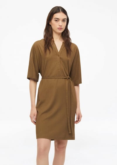 s.Oliver - female - Gestructureerde jersey jurk met riem en knoopsluiting
