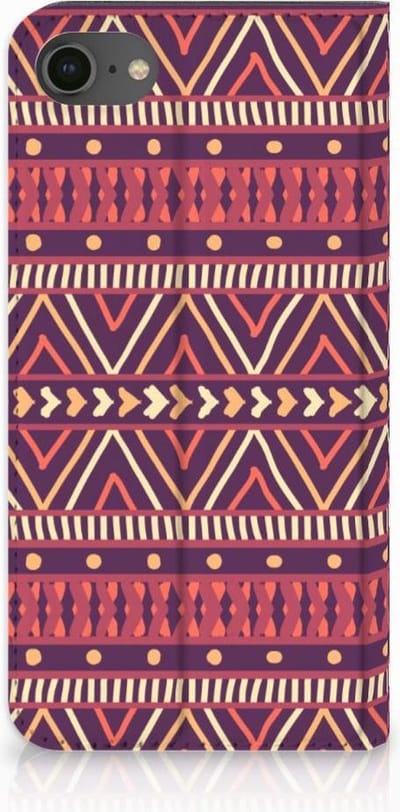 Standcase Hoesje voor iPhone 7 | 8 | SE (2020) | SE (2022) Hoesje met Magneet Aztec Paars