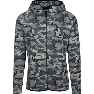 Urban Classics - Interlock Camo Vest met capuchon - Camouflage - M - Zwart/Zwart