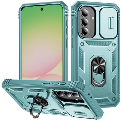 Coverup Hoesje - Geschikt voor Samsung Galaxy A27 Hoesje - Coverup Armor Ring Kickstand Back Cover met Camera Shield - Mintgroen