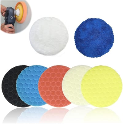 Polijstspons Set van 7 voor Excentrische Polijstmachines - 150 mm Polijstpads met Honingraatstructuur