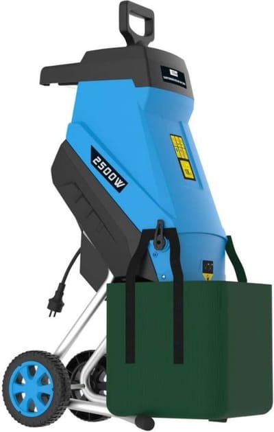 VIN® Professionele Hakselaar Versnipperaar - Hakselaar Electrisch 50L - Versnipperaar Hakselaar – 2500W – Max. Ø45mm - Incl. Wielen, Opvangzak, Duurzame Draaimessen – Heggen, Bomen en Haag -Tuinonderhoud