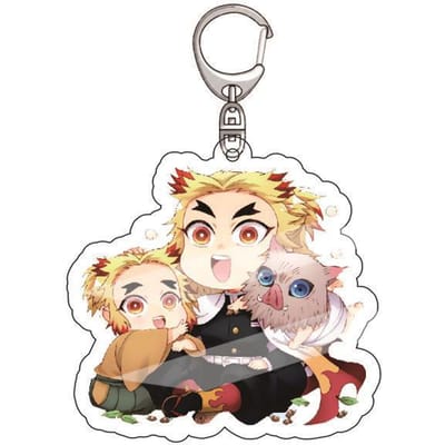 Anime Demon Slayer Acryl Sleutelhanger Tanjiro Kamado Nezuko Zenitsu Agatsuma Inosuke Hashibira Hanger Bedel 4 STuks Verzameling Mooi Cadeau 55mm beige