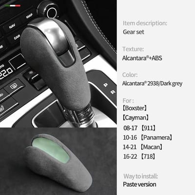 Alcantara Suede Auto Versnellingspook Schakelpook Beschermhoes Voor Porsche Boxster Cayman Panamera Macan 911 718 Schakelhoes Accessoires