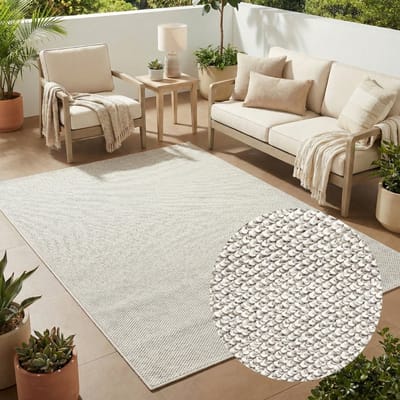 Tapiso Calma Buitentapijt Weerbestendig Buitenkleed Balkon Tuin Terras Wasbaar UV-bestendig Gangkleed Outdoor Vloerkleed Lichtgrijs Zilver 80x150