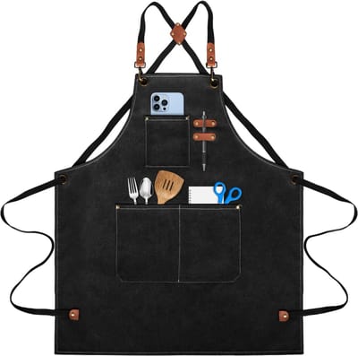 Barbecue Schort voor Mannen - Waterdicht Canvas Schort - 3 Zakken - Ideaal voor Koken en Grillen - SnelShoppen