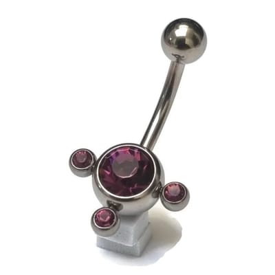 Aramat Jewels | Navelpiercings | Paarse Zirkonia Navelpiercing - Stijlvolle 3 Dots | | | |8mm | Staal | Volwassenen | Verkleurd niet