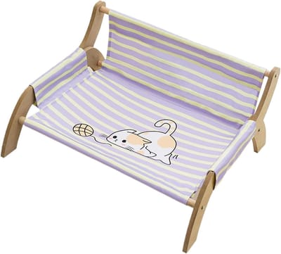 Kattenstoel - Huisdier Zitje - Ontspannen Rust - Ademend Gestreept - 53x46x28cm - Paars