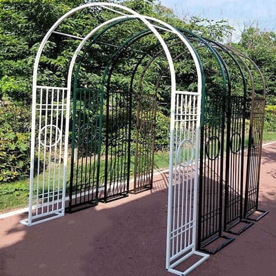 Rozenboog Metaal - Tuinboog Pergola - Klimplanten Ondersteunen - Eenvoudige Montage - 300x230CM - Wit