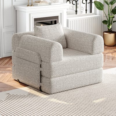 Wishdor - Slaapbank 2-In-1 - Met Opbergruimte In De Armleuning En Stalen Frame - Modulair Ontwerp Voor Woonruimte - Chenille - Khaki