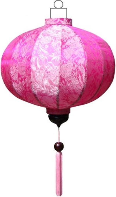 Vietnamese Zijden Lantaarn - Hanglamp - Sfeerverlichting - Handgemaakt in Vietnam - 45 cm - Roze