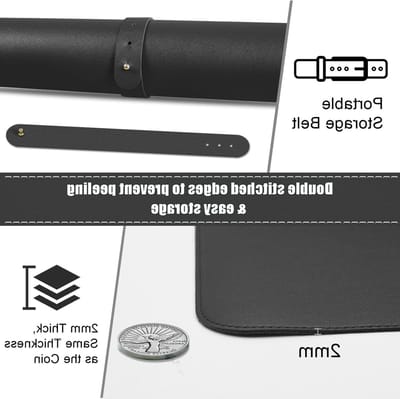 Grote Dubbelzijdige Bureau Mat van Kork en Leer, Antislip Bureaubeschermer voor Kantoor en Laptop (Zwart, 120x60CM)