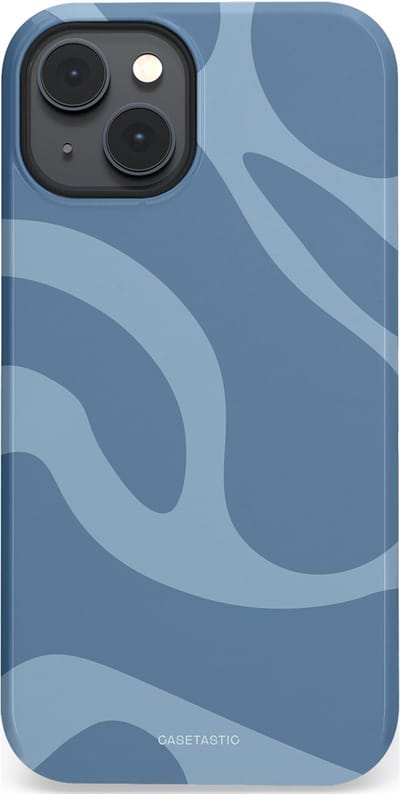 Casetastic hoesje geschikt voor Apple iPhone 14 Plus - MagSafe - Dubbellaagse bescherming - Blauwe Water Golven - Fashion Case - Grijs Lichtblauw