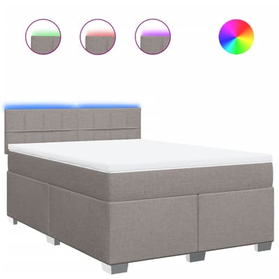 vidaXL - Boxspring - met - matras - stof - taupe - 160x200 - cm