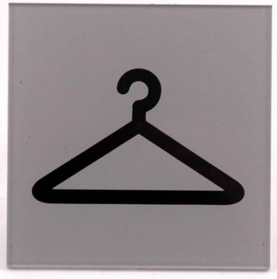 Garderobe Deurbordje pictogram helder acrylaat - 100 mm x 100 mm - Bevestiging dubbelzijdige plakstrip - Promessa-Design.