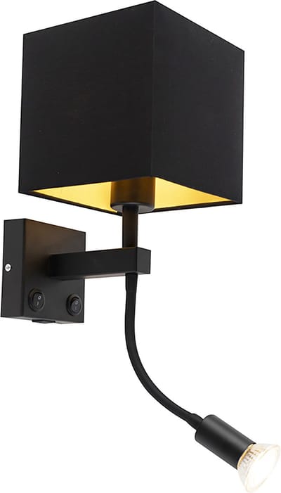 QAZQA zeno - Moderne Dimbare LED Smart Wandlamp met kap incl. wifi met Dimmer voor binnen - 1 lichts - L 20 cm - Zwart - Woonkamer | Slaapkamer