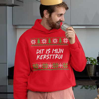 Foute Kerst Hoodie - Kleur Rood - Dit Is Mijn Kersttrui - Maat XS - Uniseks Pasvorm - Kerstkleding voor Dames & Heren