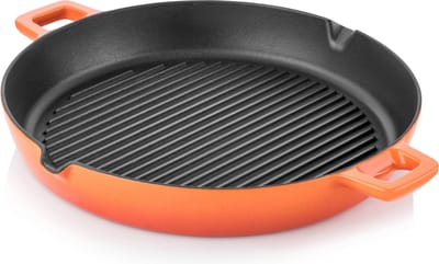 Silver Grillpan - 30 cm - 2.5 liter - Gietijzer - 4 Lagen emaille coating