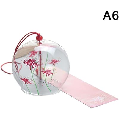 Carillons éoliens en verre de style japonais Artisanat suspendu Cloche à vent Décoration d'intérieur Motif Sakura Fleur de cerisier