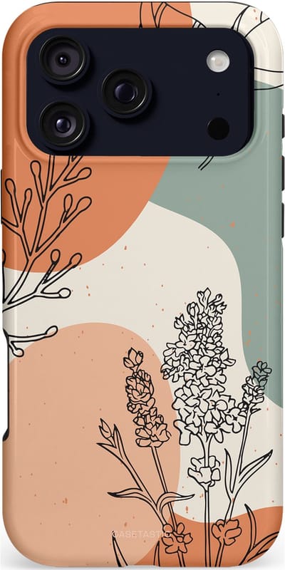 Casetastic hoesje geschikt voor Apple iPhone 17 Pro Max - MagSafe - Dubbellaagse bescherming - Lijnenspel Natuur - Fashion Case - Zand Saliegroen Terracotta