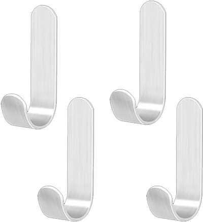 Set van 4 zelfklevende wandhaken van roestvrij staal, ideaal voor handdoeken, zonder boren, geschikt voor badkamer en keuken, sterke bevestiging