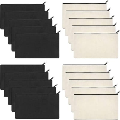 DIY Cosmetica Tas Set van 20 Stuks - Canvas Tassen met Rits voor Make-up en Schilderen