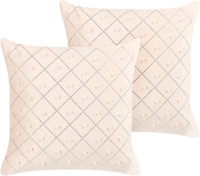 YARROW - Sierkussen set van 2 - Beige - 45 x 45 cm - Fluweel