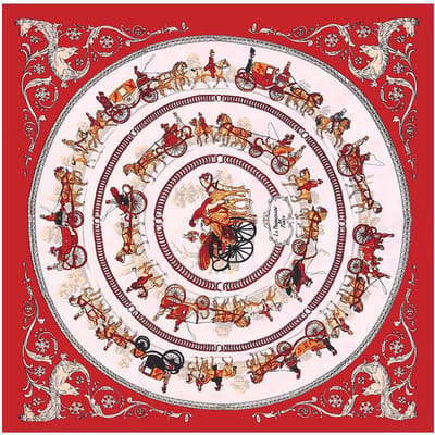 Emilie Scarves Zijden sjaaltje Rood Paarden - 70*70CM