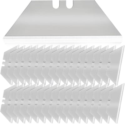 Trapezium Snijmes met 50 Reservebladen, RVS Snijbladen met Dispenser, Extra Scherp voor Precisie en Veilig Snijden