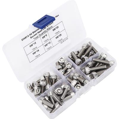 60 Stuks Set Cilinderschroeven Zeskantige Inbus RVS 304 voor Elektronica-industrie met Plastic Doos