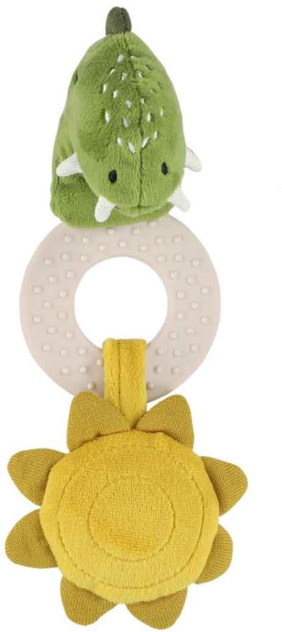 Trixie Bijtspeeltje Mr. Dino â€“ 3m+ â€“ Siliconen bijtring â€“ Knispergeluid - Ideaal als geboortegeschenk