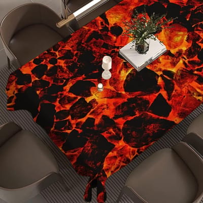 3D Vulkaan Lava Magma Rechthoekige Tafelkleden Wasbaar Bruiloft Feest Keuken Eetkamer Woonkamer Verjaardag Decoratie Tafel 90x140cm