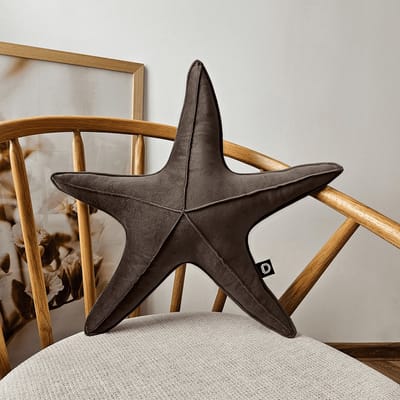 Decordruk VELVET - Decoratieve Stervormige Kussen - Bruin - Velvetstof