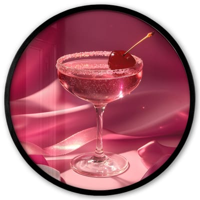 Poster in lijst Rond - Fotolijst 40x40 cm - Posters - Cocktail - Pink - Luxe - Ronde posterlijst zwart - Decoratie - Wanddecoratie woonkamer - Muurdecoratie slaapkamer