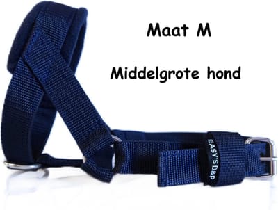 Hoofdhalster hond - Anti trek - Donker blauw - Maat M - Gevoerd - Antitrek hoofdhalster hond - Halster hond - Anti trek hond