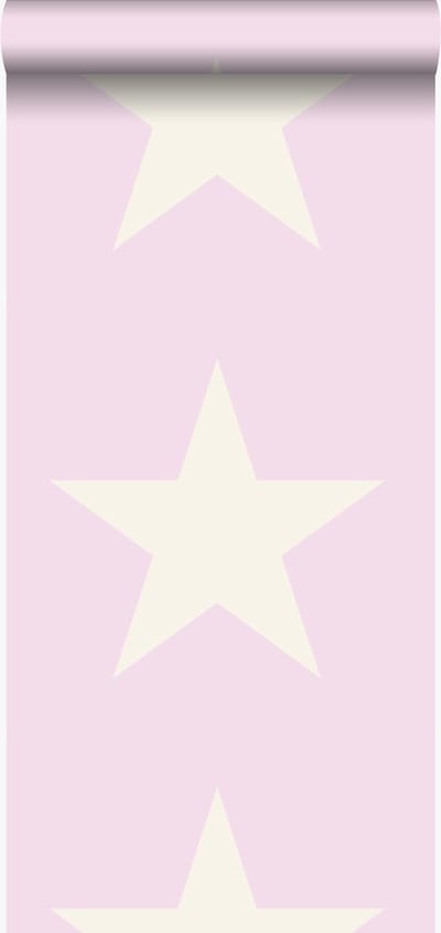 Origin Wallcoverings behang sterren glanzend roze en wit - 346827 - 53 cm x 10,05 m