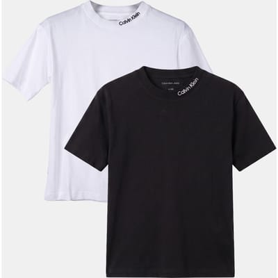 Calvin Klein Boys 2-pack Embroidered Logo Short Sleeve Set Bright White/b Taglia: 6 | T-shirt Outlet | kids | Bianco