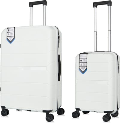 Traveller Set - S+L Reiskoffers 20' en 28' - 39L en 93L - Lichtgewicht Harde Koffers - Wit - Met Ingebouwde TSA Slot - Voor Vliegtuig en Vakanties