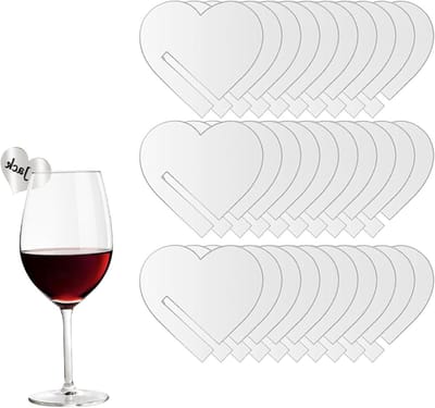 Set van 30 acryl dranklabels voor feestjes - Glasmarkeringen voor drankjes - Herbruikbare wijnglas tags - Feestaccessoires