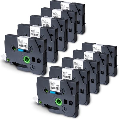 Dappaz - 10 stuks Compatible Brother TZe-231 Qze-231 Label Tapes - Geschikt voor Brother P-Touch Labelprinter - Zwart op Wit - 12mm x 8m