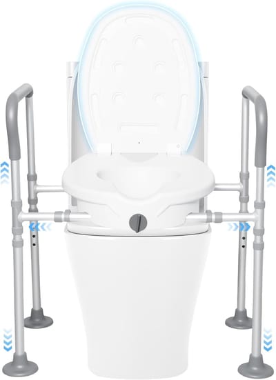 Toiletverhoger Volwassenen - Douchestoel Senioren - Veilig Zitten - Verstelbare Armleuningen - 4 Hoogtes - Wit