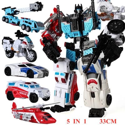 Nieuwe 5-in-1 BPF G1 Cool 33CM Devastator Transformatie Speelgoed Anime Actiefiguur Robot Dinosaurus Figuur Jongen Kinderen Cadeau gray