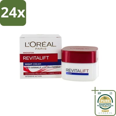 L'Oréal Revitalift - Nachtcrème - Anti-Rimpel - Hydraterend en Verstevigend - 50 ml - Voordeelverpakking - 24 stuks - Nachtcrème - Huidversteviging